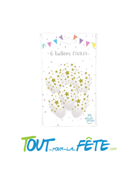 Sachet de 6 ballons latex avec motif étoile
