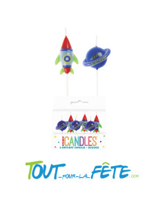 6 bougies planète et fusée anniversaire Espace 2