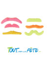 Lot de 6 moustaches fluo