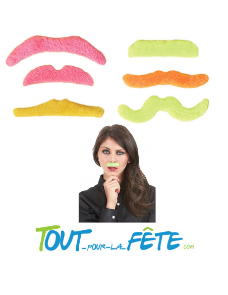 Lot de 6 moustaches fluo