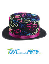Chapeau haut de forme multicolore fluo