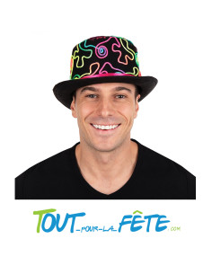 Chapeau haut de forme multicolore fluo 2