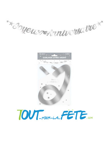 Guirlande lettre joyeux anniversaire métallique 6 m