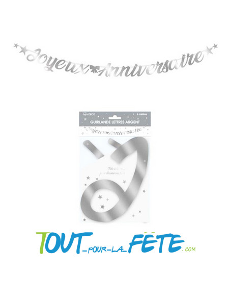 Guirlande lettre joyeux anniversaire métallique 6 m