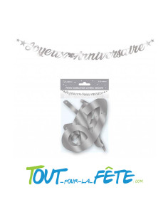 Guirlande lettre joyeux anniversaire métallique 2.50 m 2