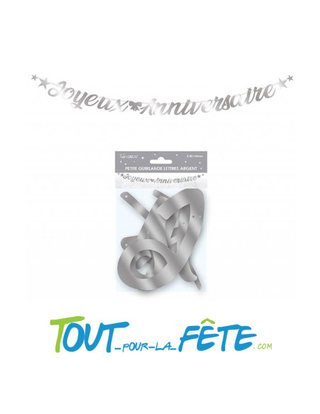Guirlande lettre joyeux anniversaire métallique 2.50 m