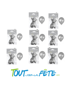 Sachet de 6 ballons latex 30 cm âge ARGENT