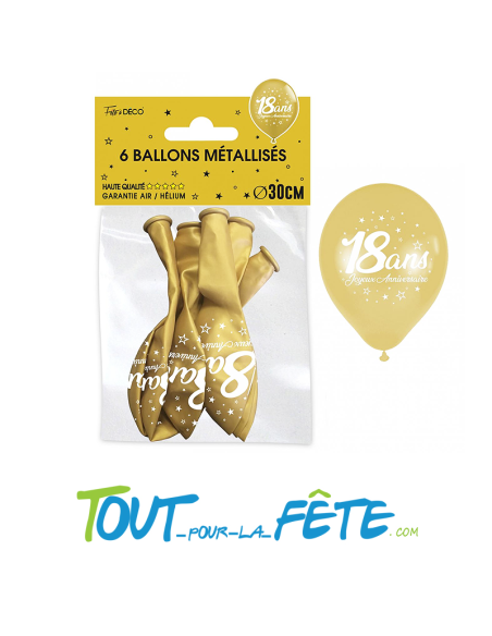 Sachet de 6 ballons latex âge OR
