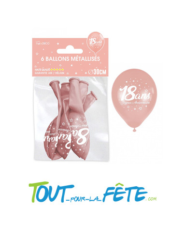 Sachet de 6 ballons latex âge rose gold