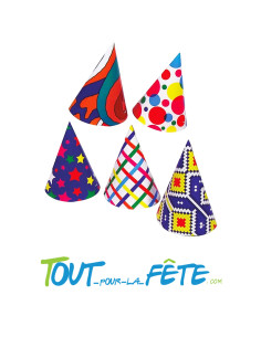 Lot de 6 chapeaux de fête en forme de cône 2