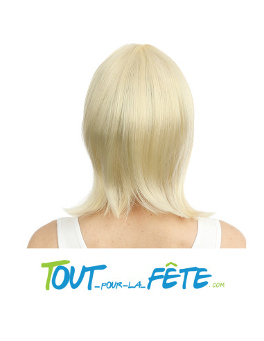 Perruque mi longue frange blonde charleston Femme