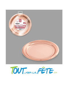 Lot de 6 assiettes brillantes 18 cm rose-gold 2