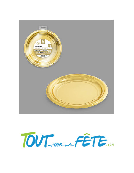 Lot de 6 assiettes brillantes 18 cm or (doré)