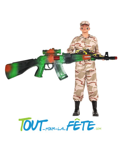 Mitraillette militaire sonore et lumineuse 54cm