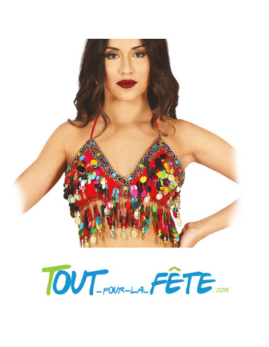 Haut danseuse orientale rouge