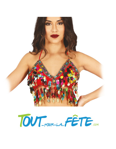 Haut danseuse orientale rouge