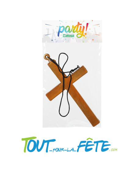 Croix dorée avec cordon 21cm