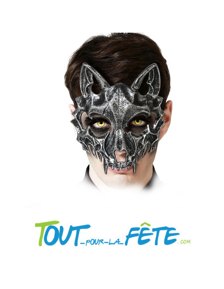 Masque loup squelette argent