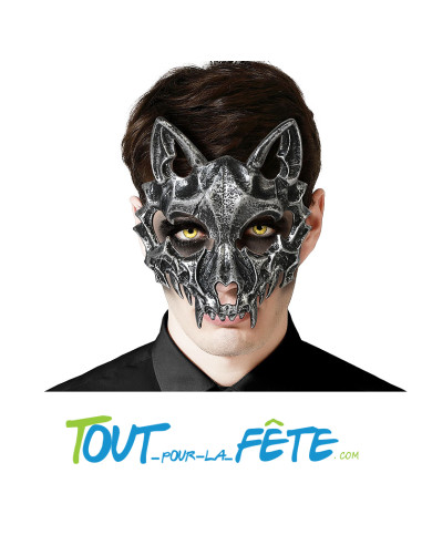 Masque loup squelette argent