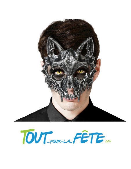 Masque loup squelette argent