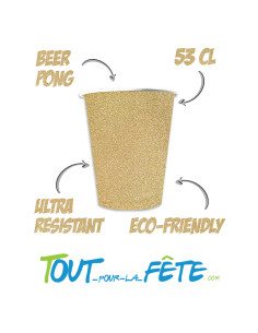 Lot de 10 gobelets or pailletés en carton 53cl 2