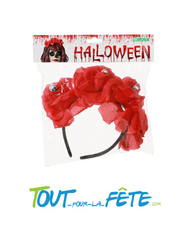 Serre-tête fleurs rouge dia de muertos