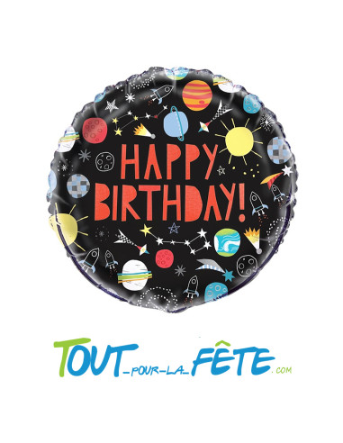 Ballon aluminium Espace Happy Birthday