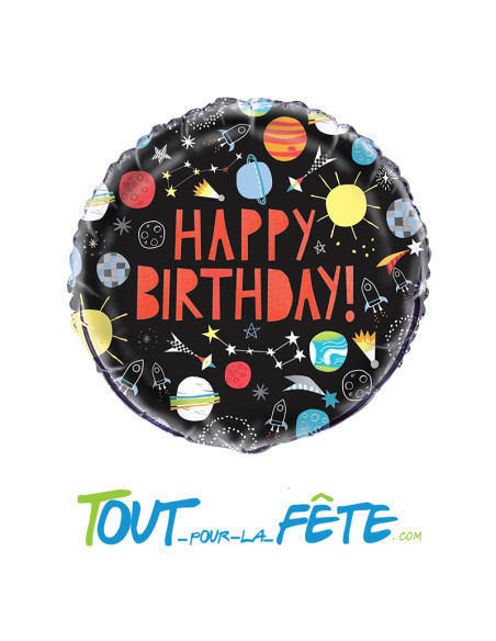 Ballon aluminium Espace Happy Birthday