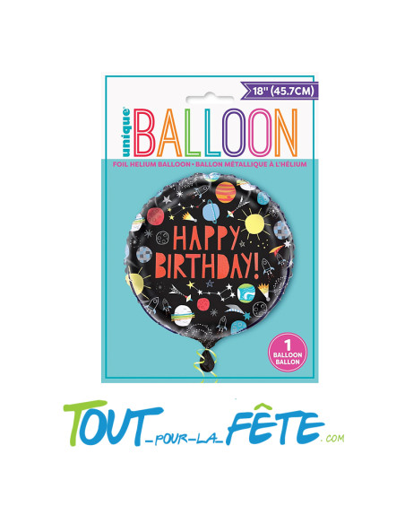 Ballon aluminium Espace Happy Birthday