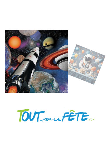 16 serviettes espace en papier 33 cm