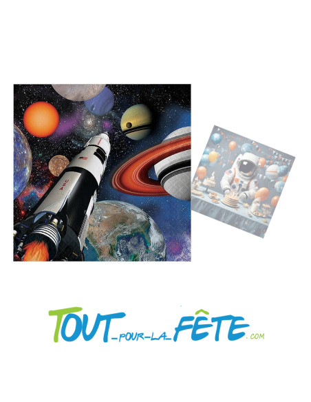 16 serviettes espace en papier 33 cm