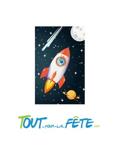6 cartons d'invitation anniversaire espace + enveloppe