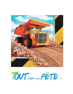 16 serviettes camion de chantier en papier 32 cm
