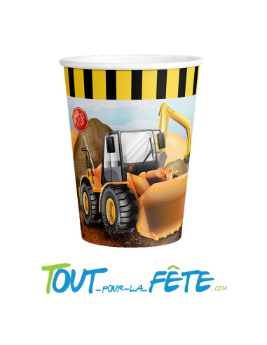 8 gobelets camion de chantier en papier 9 cm