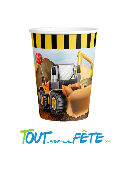 8 gobelets camion de chantier en papier 9 cm