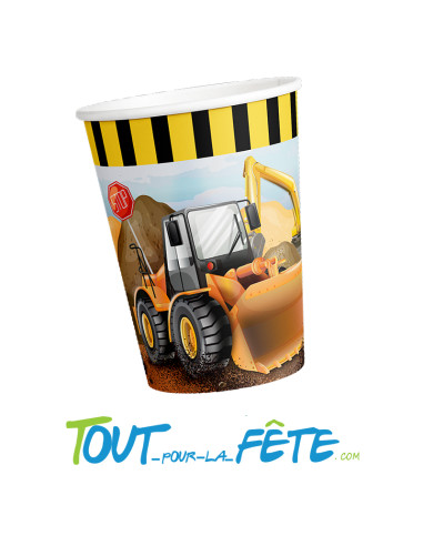 8 gobelets camion de chantier en papier 9 cm