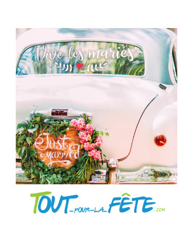 Sticker voiture vive les mariés