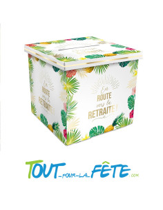 Urne joyeuse retraite motif tropical