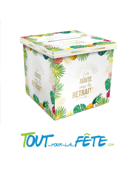 Urne joyeuse retraite motif tropical