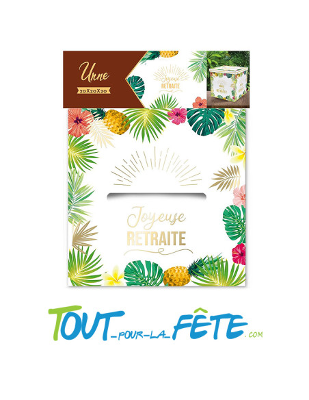Urne joyeuse retraite motif tropical