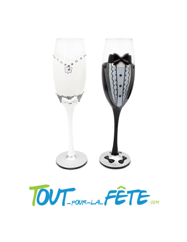 Flûte à champagne vive les mariés