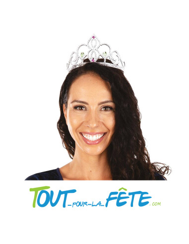 Couronne diadème de Princesse Argent, Vert et Rose