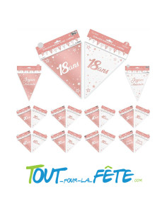 Guirlande fanions âge ROSE GOLD 6m 9 fanions