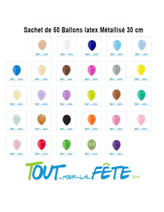 Sachet de 50 Ballons latex métallisé 30 cm