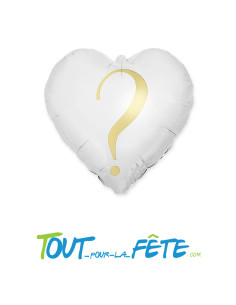 Ballon aluminium Coeur Blanc et Or 35cm