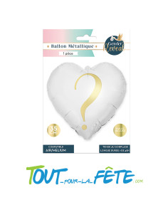 Ballon aluminium Coeur Blanc et Or 35cm 2