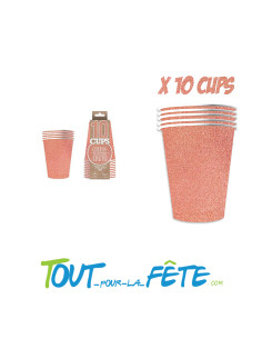 Lot de 10 gobelets rose gold pailletés en carton 5