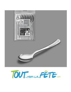 lot de 12 petites cuillères argent en plastique facon inox