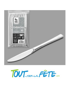lot de 10 couteaux argent en plastique facon inox