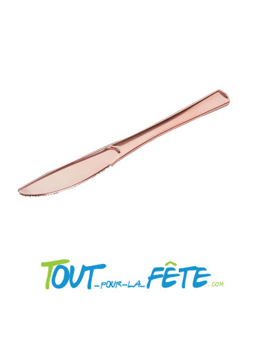 lot de 6 couteaux rose-gold en plastique facon inox